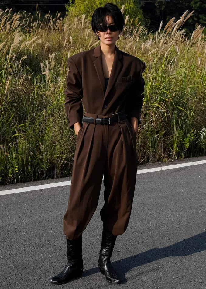 The Frankie Shop Outerwear Tansy Oversized Blazer 8211 Chocolate 8211 Women