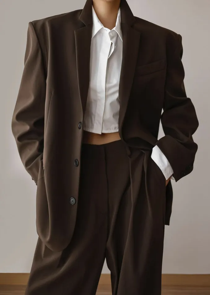 The Frankie Shop Outerwear Tansy Oversized Blazer 8211 Chocolate 8211 Women