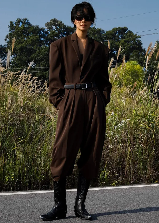 The Frankie Shop Outerwear Tansy Oversized Blazer 8211 Chocolate 8211 Women