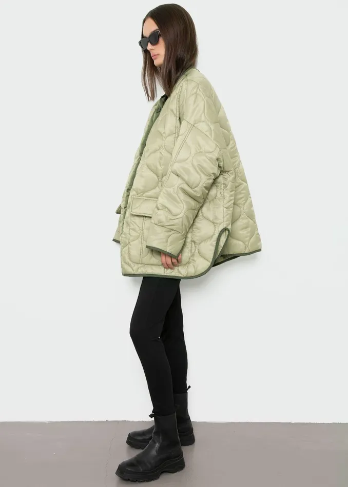 The Frankie Shop Outerwear Teddy Quilted Jacket 8211 Moss Green 8211 Women