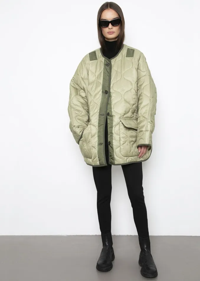 The Frankie Shop Outerwear Teddy Quilted Jacket 8211 Moss Green 8211 Women