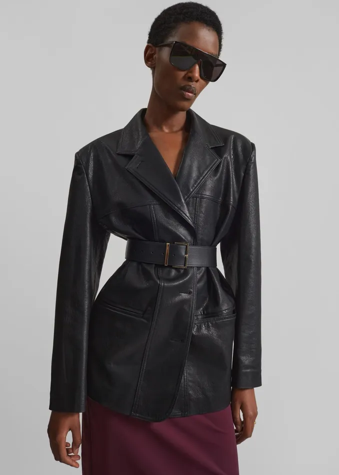 The Frankie Shop Outerwear Windham Faux Leather Blazer 8211 Black 8211 Women
