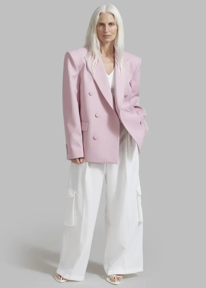 The Frankie Shop Outerwear Zia Covered Buttons Blazer 8211 Pink 8211 Women