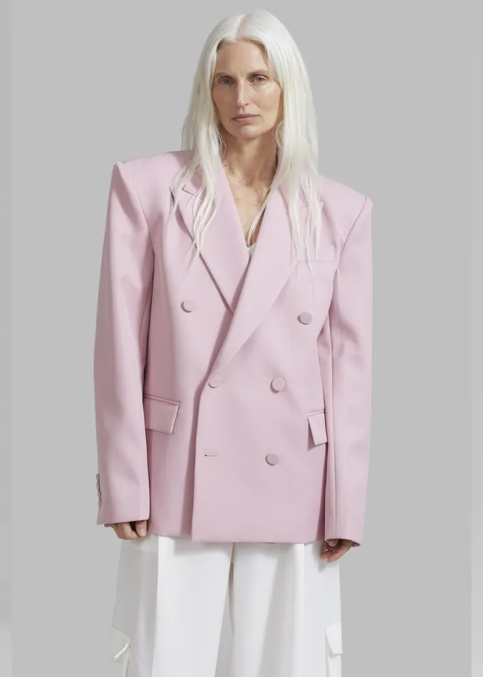 The Frankie Shop Outerwear Zia Covered Buttons Blazer 8211 Pink 8211 Women