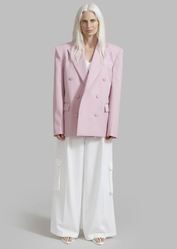 The Frankie Shop Outerwear Zia Covered Buttons Blazer 8211 Pink 8211 Women
