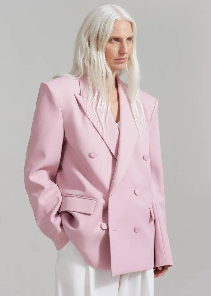The Frankie Shop Outerwear Zia Covered Buttons Blazer 8211 Pink 8211 Women