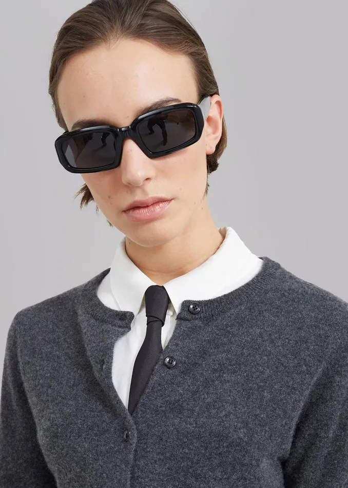 The Frankie Shop Port Tanger Mektoub Sunglasses 8211 Black AcetateBlack Lens 8211 MenWomen
