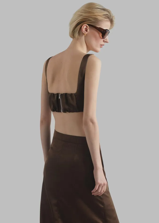 The Frankie Shop Tops Ada Satin Bra Top 8211 Brown 8211 Women
