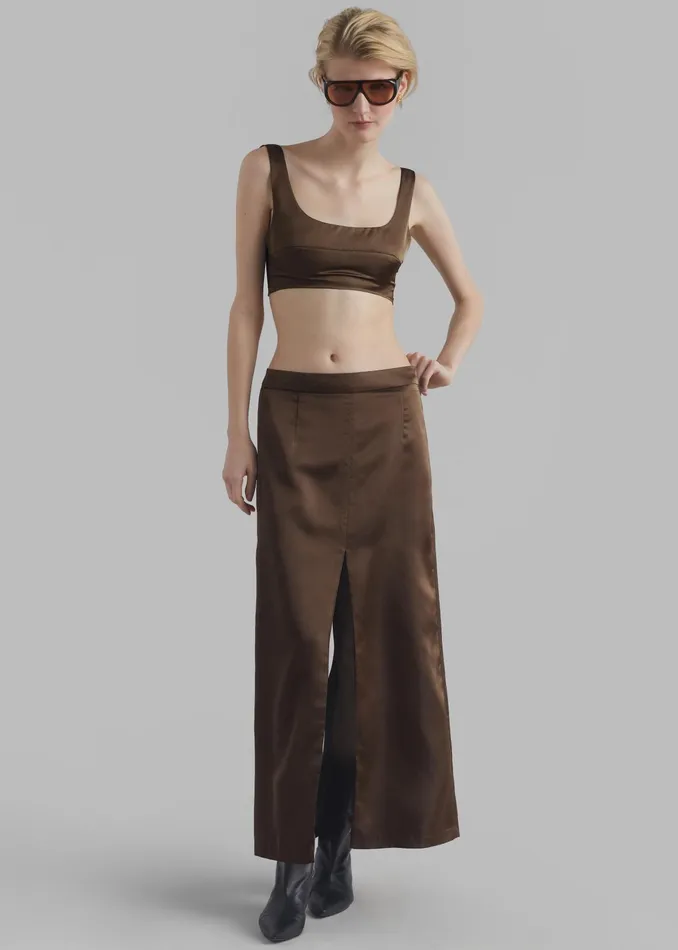 The Frankie Shop Tops Ada Satin Bra Top 8211 Brown 8211 Women