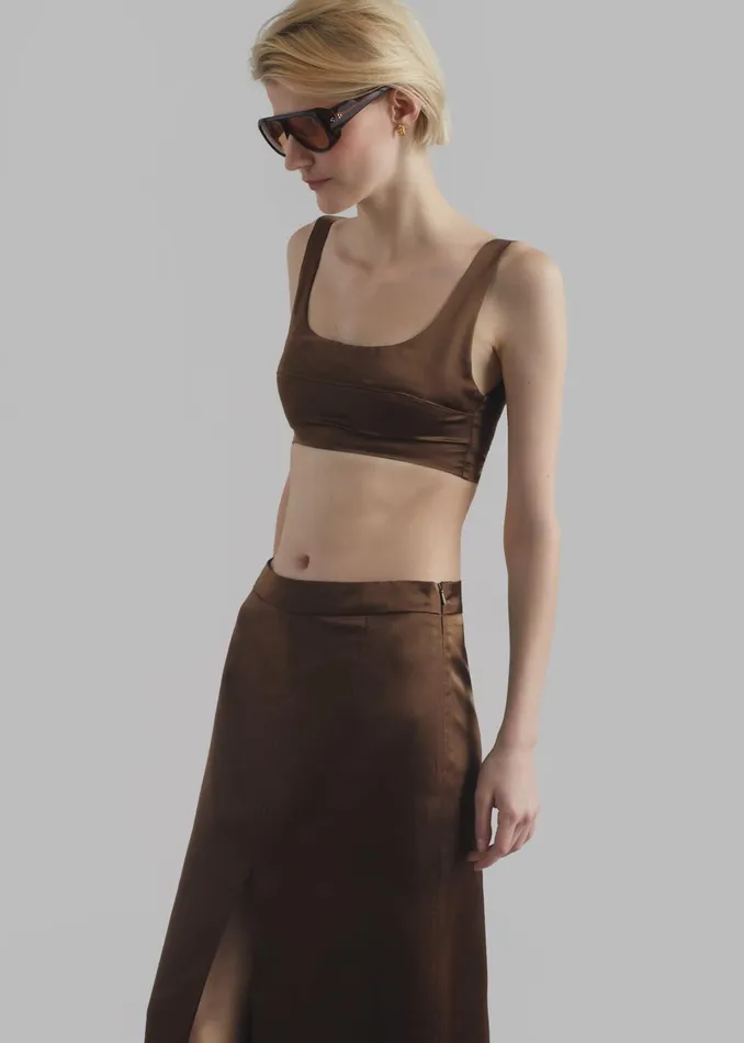 The Frankie Shop Tops Ada Satin Bra Top 8211 Brown 8211 Women