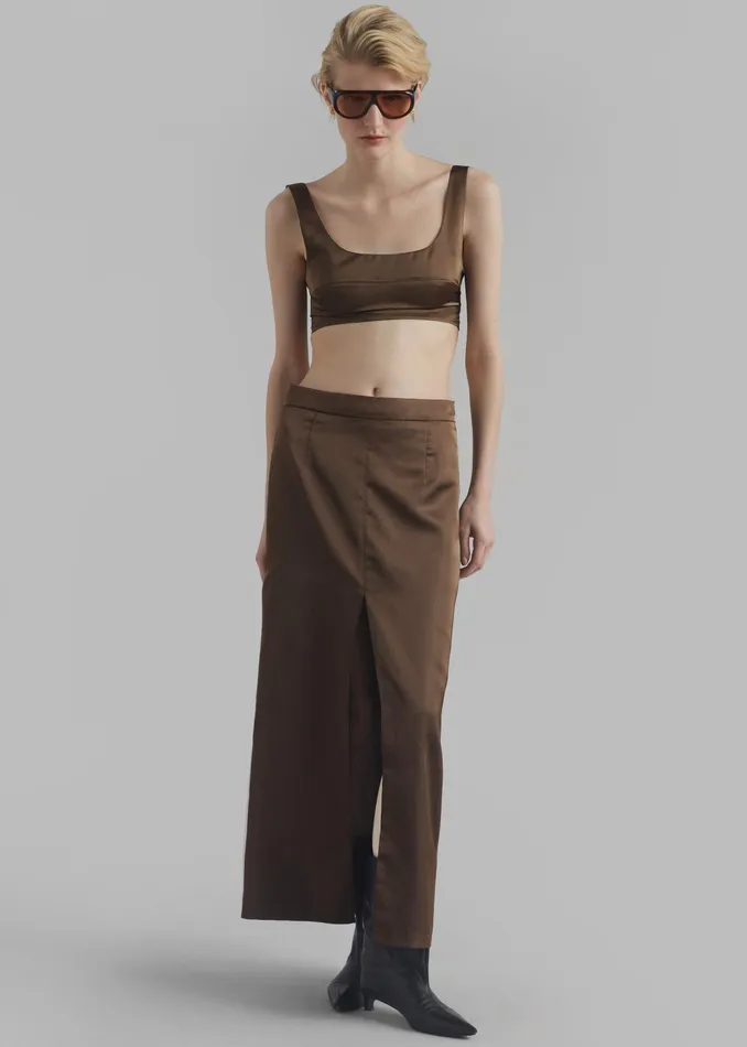 The Frankie Shop Tops Ada Satin Bra Top 8211 Brown 8211 Women