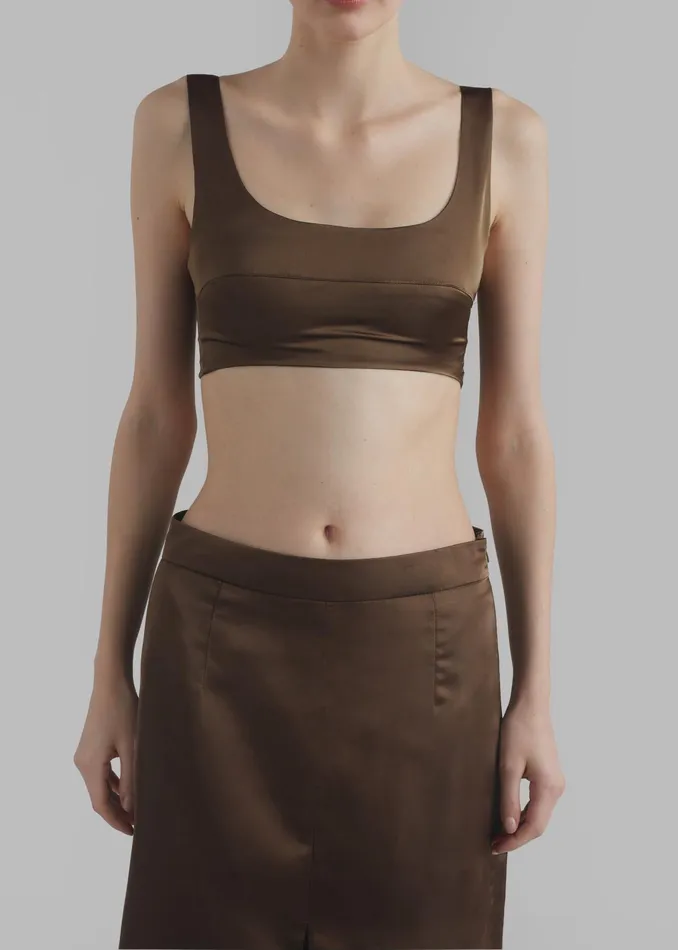 The Frankie Shop Tops Ada Satin Bra Top 8211 Brown 8211 Women