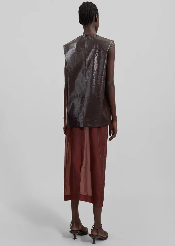 The Frankie Shop Tops Amaris Crackled Faux Leather Tank Top 8211 Brown 8211 Women
