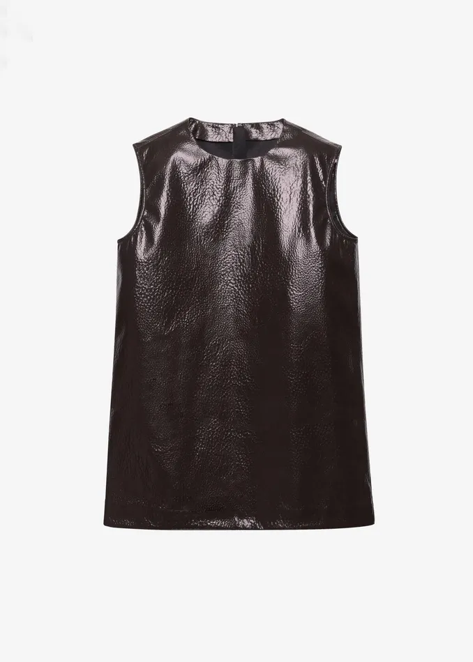 The Frankie Shop Tops Amaris Crackled Faux Leather Tank Top 8211 Brown 8211 Women