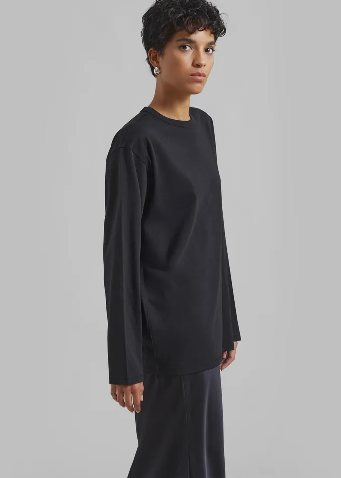 The Frankie Shop Tops Bennett Long Sleeves Tee 8211 Black 8211 Women
