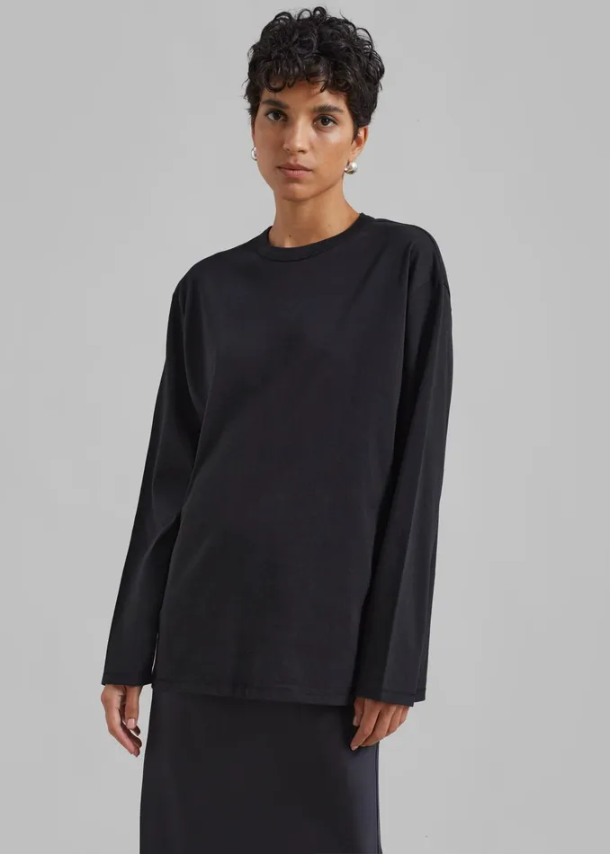 The Frankie Shop Tops Bennett Long Sleeves Tee 8211 Black 8211 Women