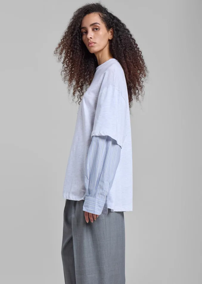 The Frankie Shop Tops Bryton Layered Tee 8211 Light GreyBlue 8211 Women