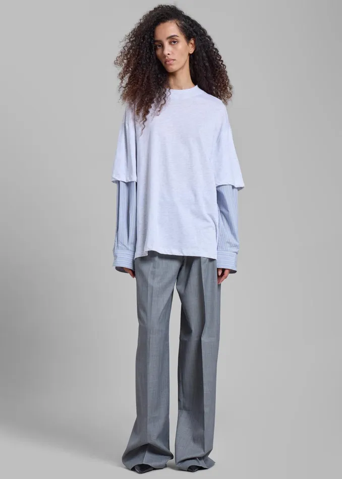 The Frankie Shop Tops Bryton Layered Tee 8211 Light GreyBlue 8211 Women