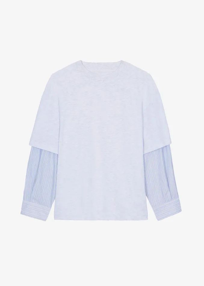 The Frankie Shop Tops Bryton Layered Tee 8211 Light GreyBlue 8211 Women