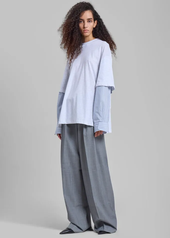 The Frankie Shop Tops Bryton Layered Tee 8211 Light GreyBlue 8211 Women