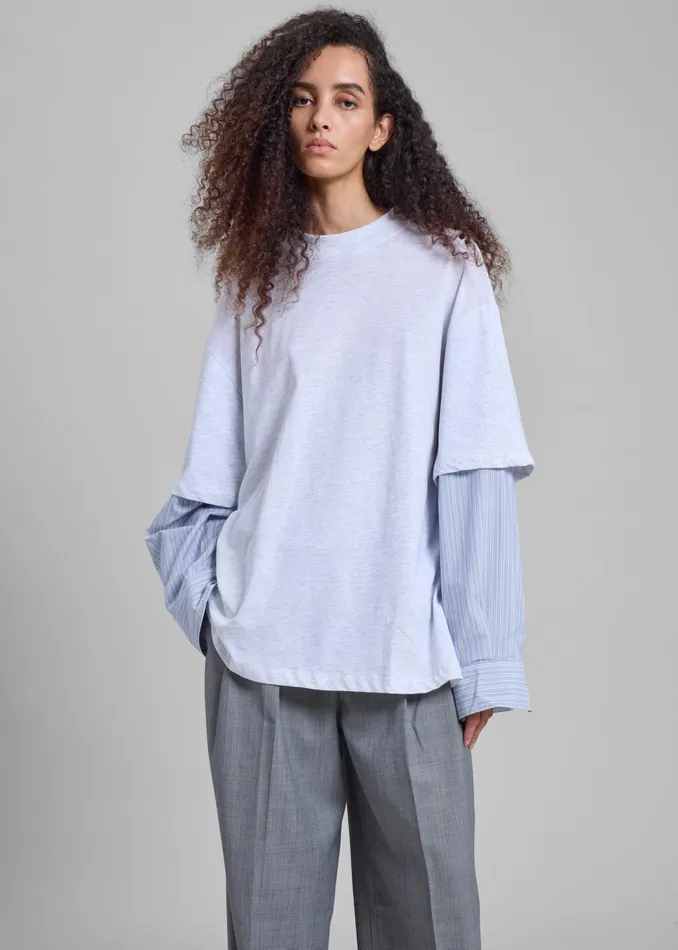 The Frankie Shop Tops Bryton Layered Tee 8211 Light GreyBlue 8211 Women