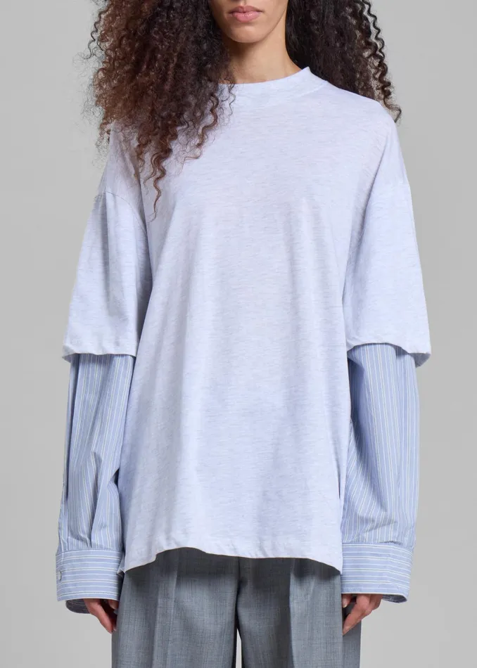 The Frankie Shop Tops Bryton Layered Tee 8211 Light GreyBlue 8211 Women