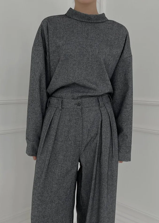 The Frankie Shop Tops Casey Reversible Button Up Shirt 8211 Charcoal 8211 Women