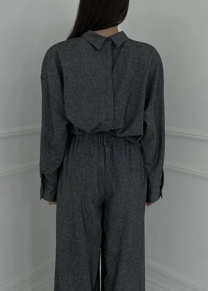 The Frankie Shop Tops Casey Reversible Button Up Shirt 8211 Charcoal 8211 Women