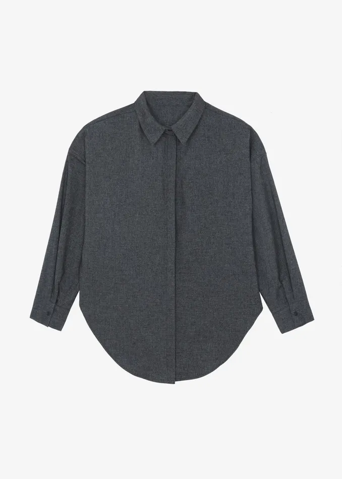The Frankie Shop Tops Casey Reversible Button Up Shirt 8211 Charcoal 8211 Women