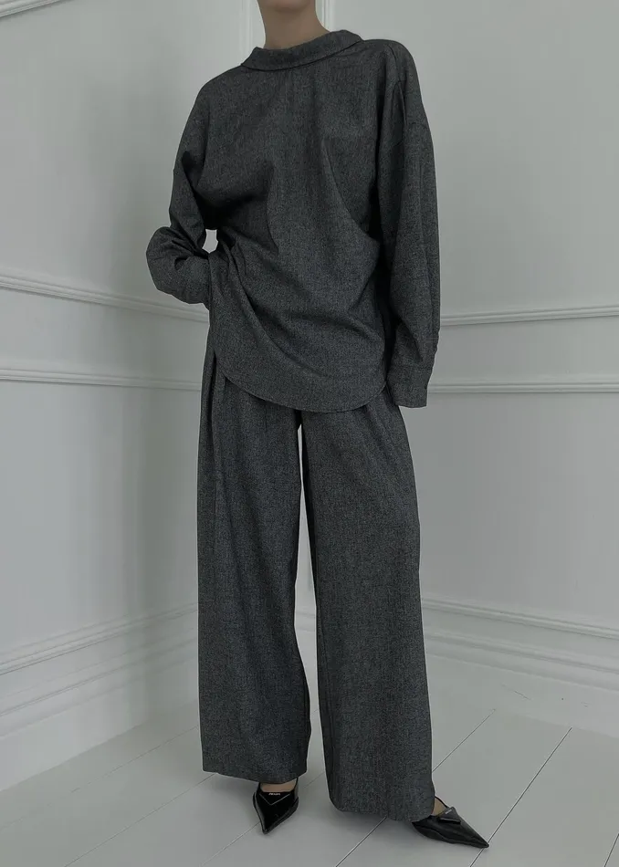 The Frankie Shop Tops Casey Reversible Button Up Shirt 8211 Charcoal 8211 Women