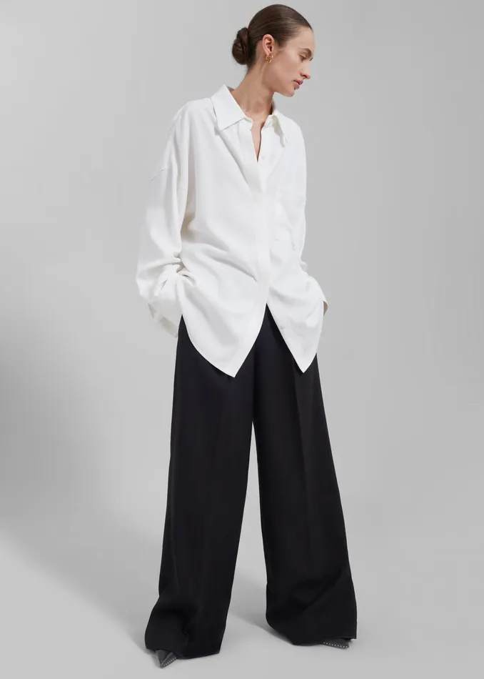 The Frankie Shop Tops Della Midweight Button Up Shirt 8211 White 8211 Women