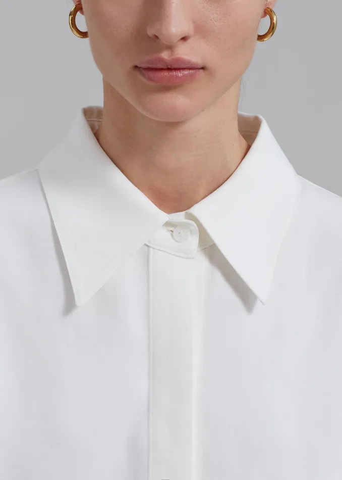 The Frankie Shop Tops Della Midweight Button Up Shirt 8211 White 8211 Women