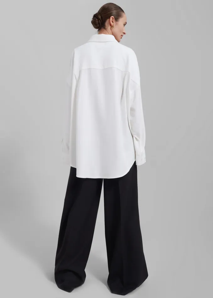 The Frankie Shop Tops Della Midweight Button Up Shirt 8211 White 8211 Women