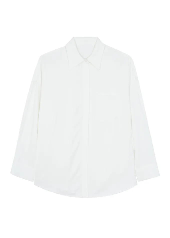The Frankie Shop Tops Della Midweight Button Up Shirt 8211 White 8211 Women