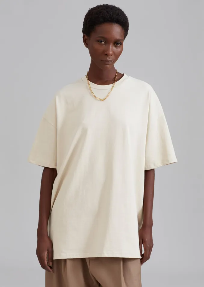 The Frankie Shop Tops Faro Boxy Tee 8211 Beige 8211 Women