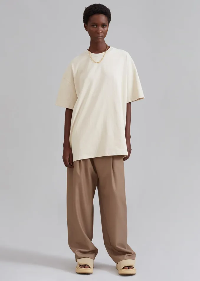 The Frankie Shop Tops Faro Boxy Tee 8211 Beige 8211 Women