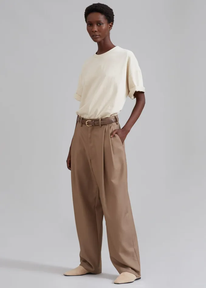 The Frankie Shop Tops Faro Boxy Tee 8211 Beige 8211 Women