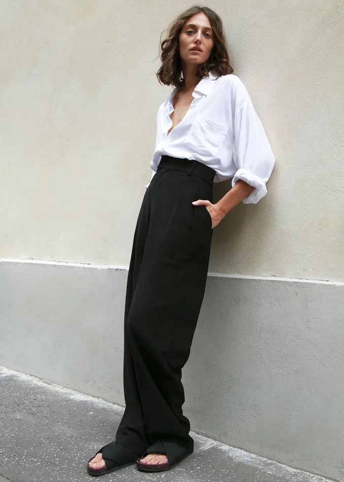 The Frankie Shop Tops Hanna Silky Oversized Blouse 8211 White 8211 Women