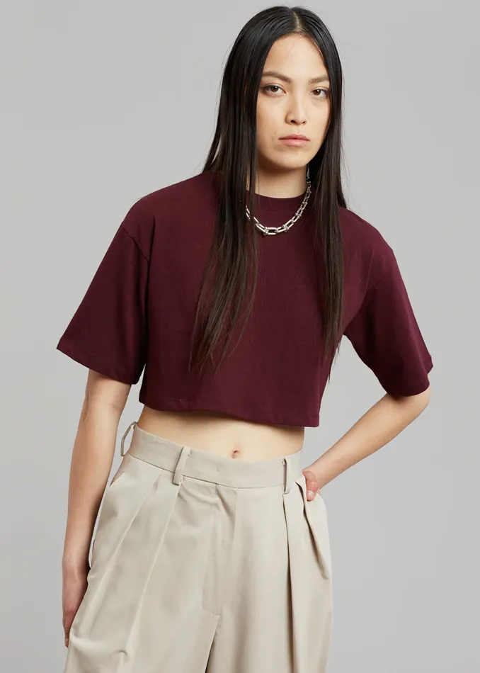 The Frankie Shop Tops Karina Cropped TShirt 8211 Bordeaux 8211 Women