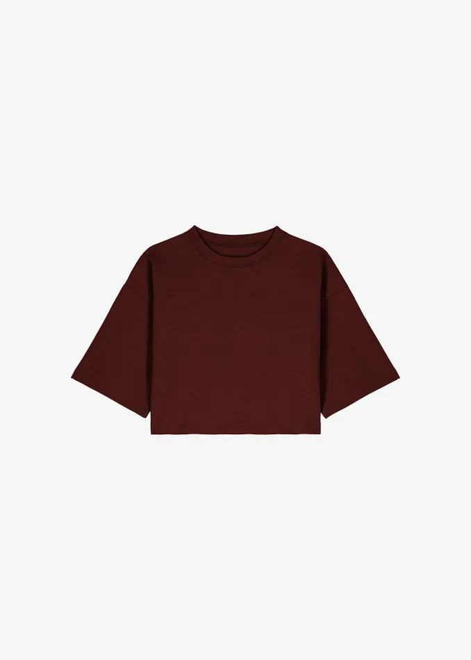 The Frankie Shop Tops Karina Cropped TShirt 8211 Bordeaux 8211 Women