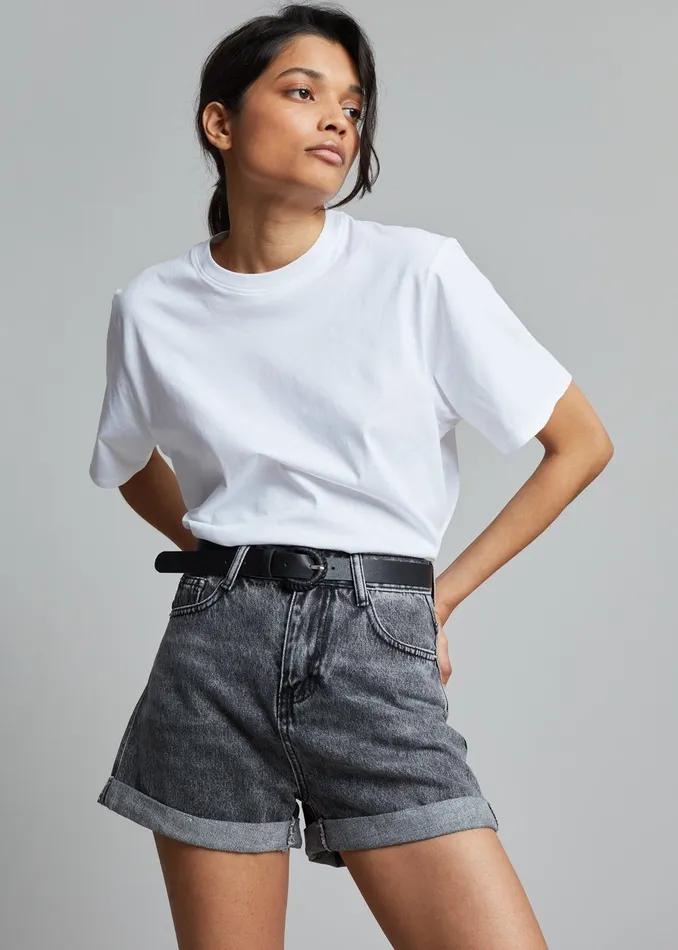 The Frankie Shop Tops Lilou Simple Tee 8211 Optic White 8211 Women