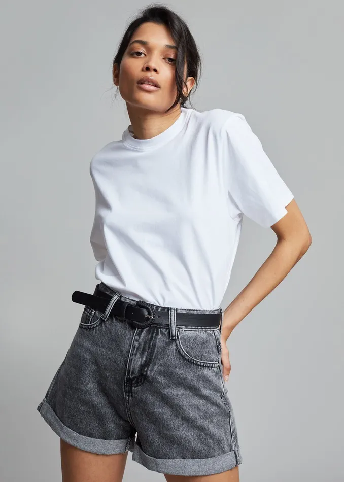 The Frankie Shop Tops Lilou Simple Tee 8211 Optic White 8211 Women
