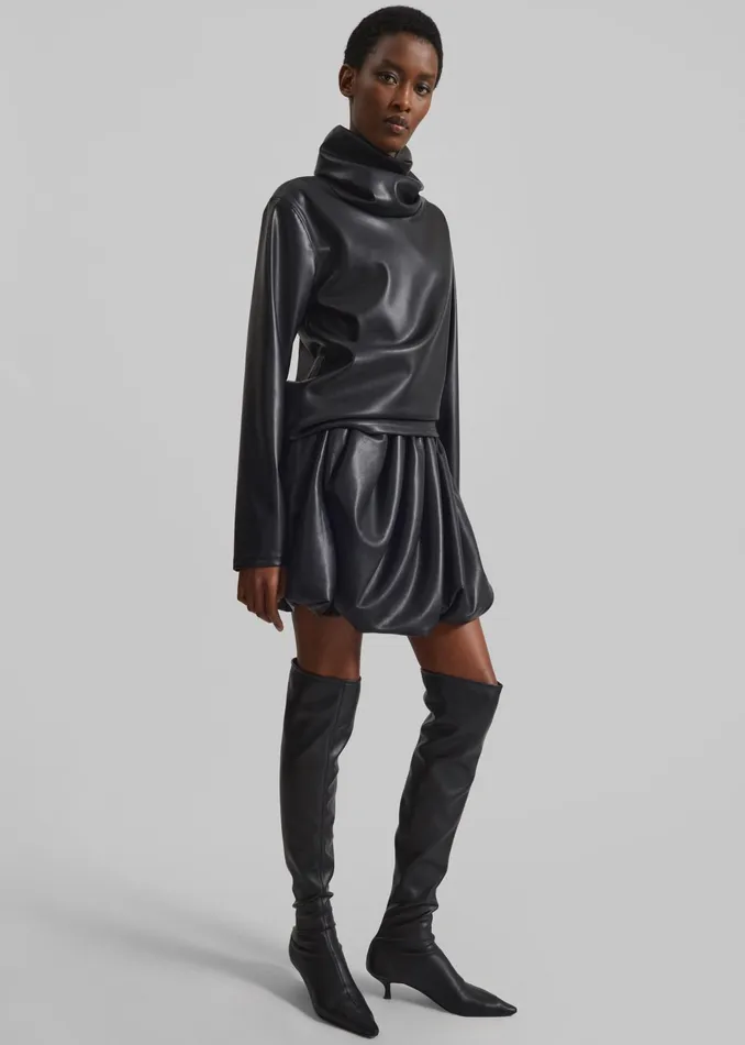 The Frankie Shop Tops Lofoten Mock Neck Faux Leather Top 8211 Black 8211 Women