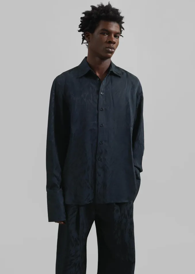 The Frankie Shop Tops Louis Gabriel Nouchi Shirt With Musketeer Cuffs 8211 Dark Night Fur 8211 Men