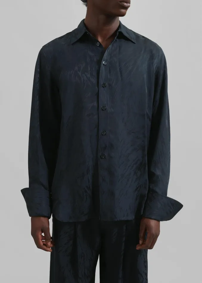 The Frankie Shop Tops Louis Gabriel Nouchi Shirt With Musketeer Cuffs 8211 Dark Night Fur 8211 Men
