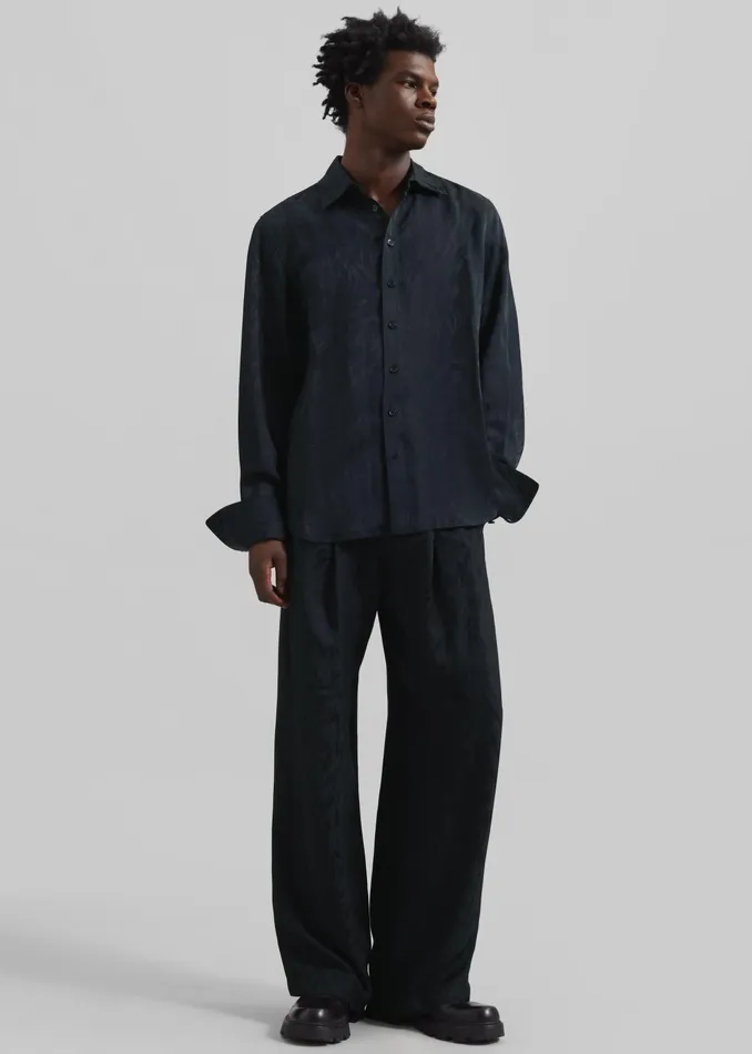 The Frankie Shop Tops Louis Gabriel Nouchi Shirt With Musketeer Cuffs 8211 Dark Night Fur 8211 Men
