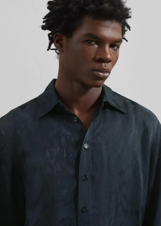 The Frankie Shop Tops Louis Gabriel Nouchi Shirt With Musketeer Cuffs 8211 Dark Night Fur 8211 Men