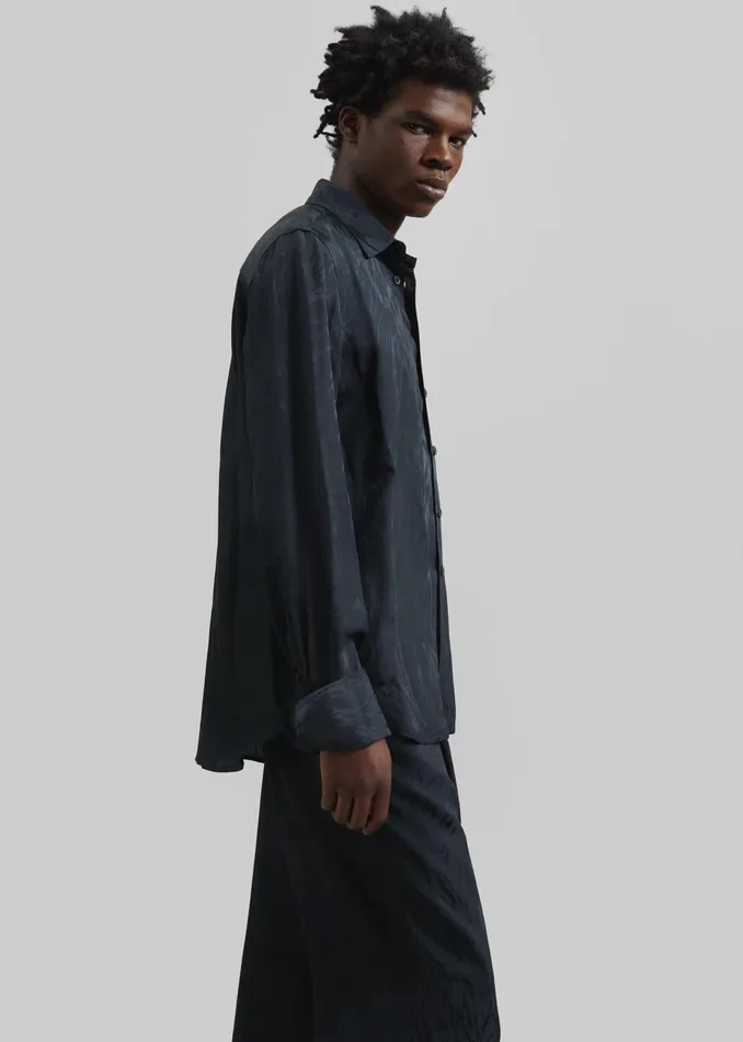 The Frankie Shop Tops Louis Gabriel Nouchi Shirt With Musketeer Cuffs 8211 Dark Night Fur 8211 Men