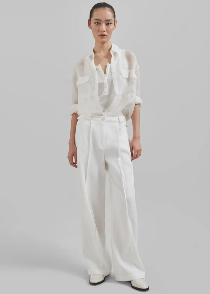 The Frankie Shop Tops Madeline Sheer Shirt 8211 Off White 8211 Women