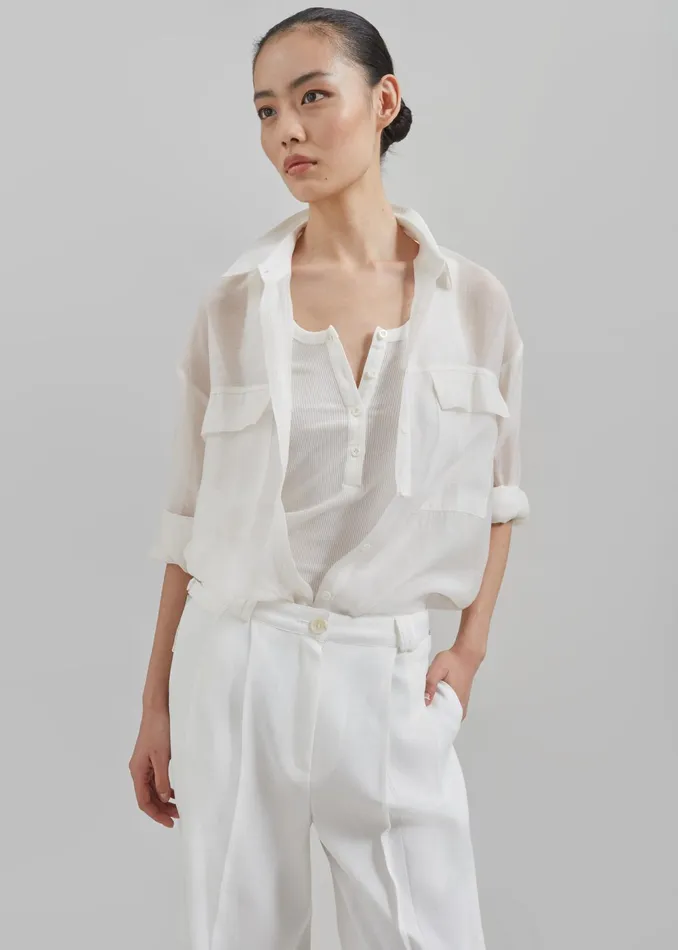 The Frankie Shop Tops Madeline Sheer Shirt 8211 Off White 8211 Women